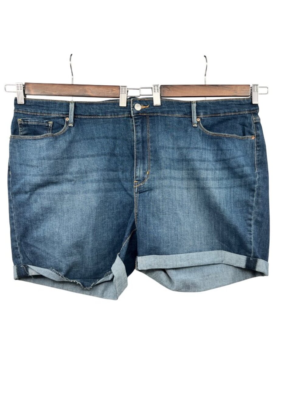 Signature by Levi Strauss Womens Jean Short Cuffed Blue Size 26W